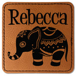 Baby Elephant Faux Leather Iron On Patch - Square (Personalized)