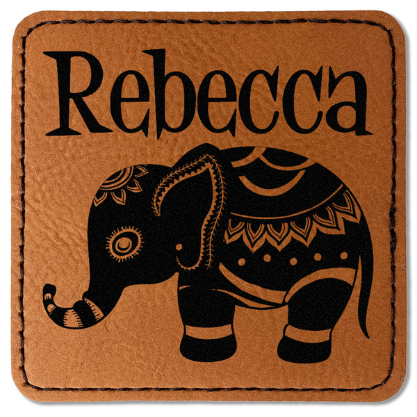Custom Baby Elephant Faux Leather Iron On Patch - Square (Personalized)