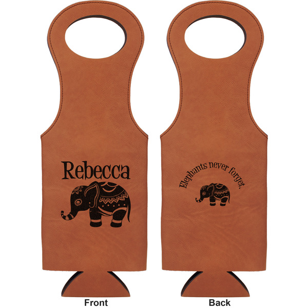 Baby Elephant Leatherette Wine Tote Double Sided - Front and Back