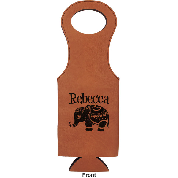 Baby Elephant Leatherette Wine Tote Single Sided - Front and Back