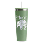 Baby Elephant RTIC Everyday Tumbler with Straw - 28oz - Light Green - Double-Sided (Personalized)