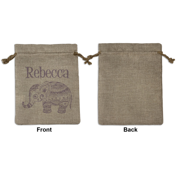 Baby Elephant Medium Burlap Gift Bag - Front Approval