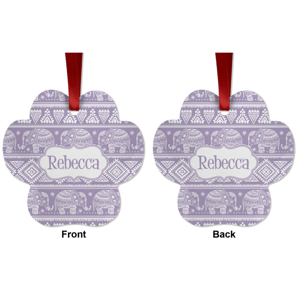 Baby Elephant Metal Paw Ornament - Front and Back