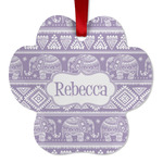 Baby Elephant Metal Paw Ornament - Double Sided w/ Name or Text