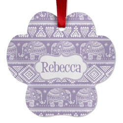 Baby Elephant Metal Paw Ornament - Double Sided w/ Name or Text