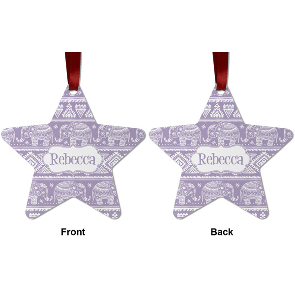 Baby Elephant Metal Star Ornament - Front and Back