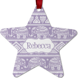 Baby Elephant Metal Star Ornament - Double Sided w/ Name or Text