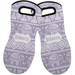 Baby Elephant Neoprene Oven Mitts - Set of 2 w/ Name or Text