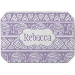 Baby Elephant Dining Table Mat - Octagon (Single-Sided) w/ Name or Text