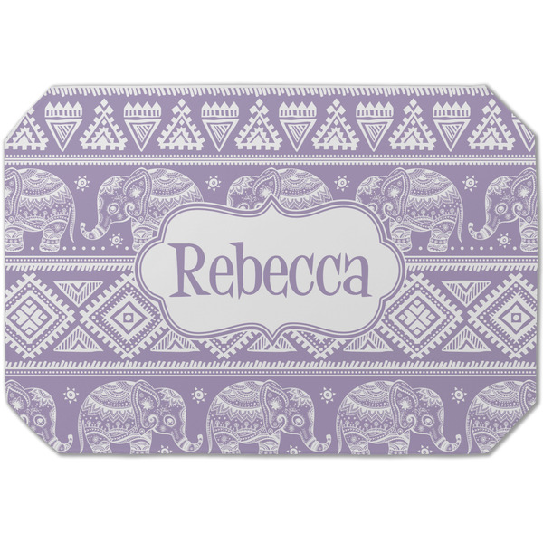 Custom Baby Elephant Dining Table Mat - Octagon (Single-Sided) w/ Name or Text