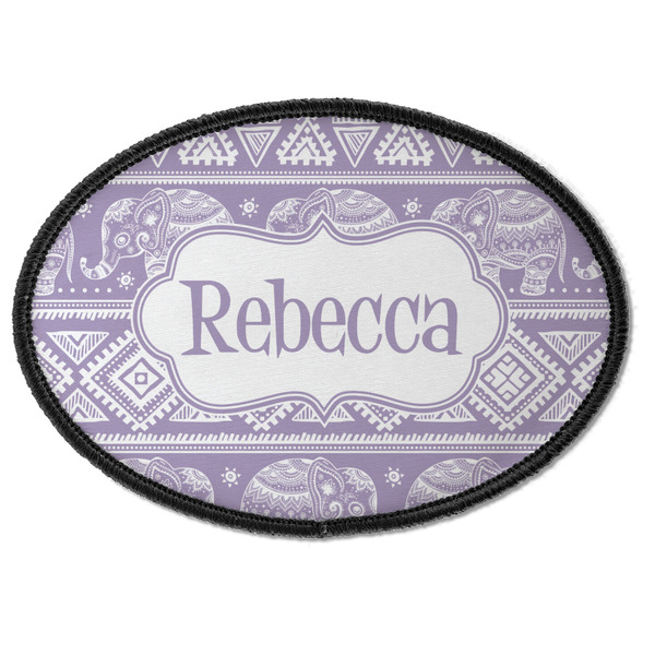 Custom Baby Elephant Iron On Oval Patch w/ Name or Text