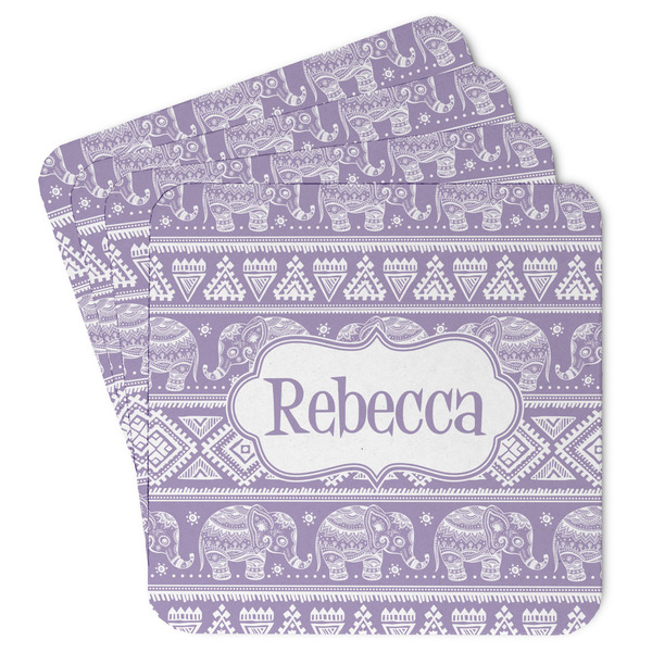 Custom Baby Elephant Paper Coasters w/ Name or Text