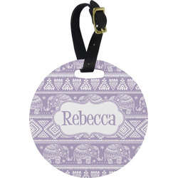 Baby Elephant Plastic Luggage Tag - Round (Personalized)