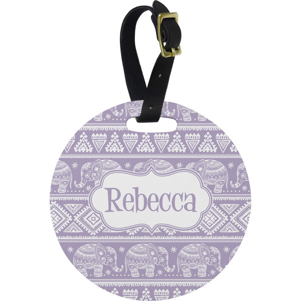 Custom Baby Elephant Plastic Luggage Tag - Round (Personalized)