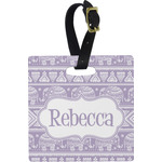 Baby Elephant Plastic Luggage Tag - Square w/ Name or Text