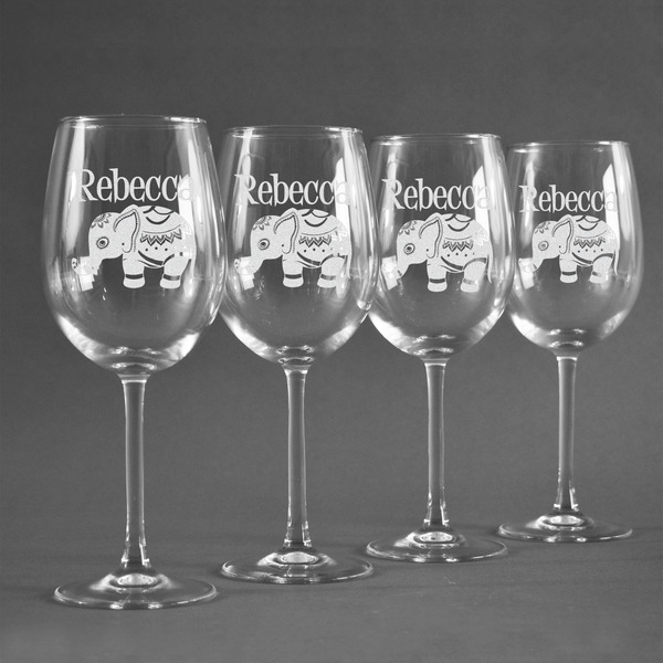 Baby Elephant Personalized Wine Glasses (Set of 4)