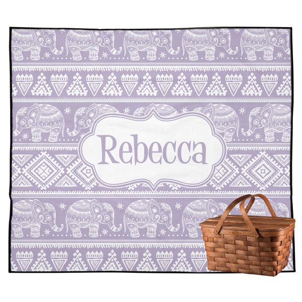 Custom Baby Elephant Outdoor Picnic Blanket (Personalized)