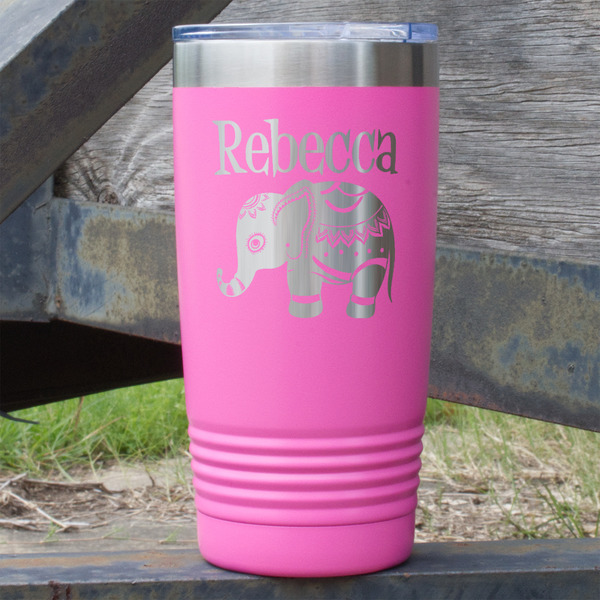 Custom Baby Elephant 20 oz Stainless Steel Tumbler - Pink - Single Sided (Personalized)