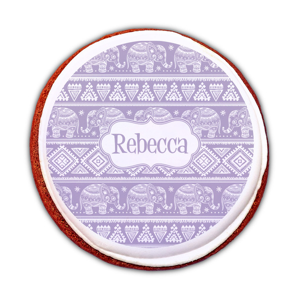 Baby Elephant Printed Icing Circle - Medium - On Cookie
