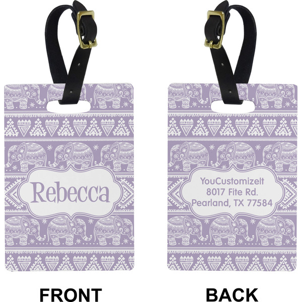 Baby Elephant Rectangle Luggage Tag (Front + Back)