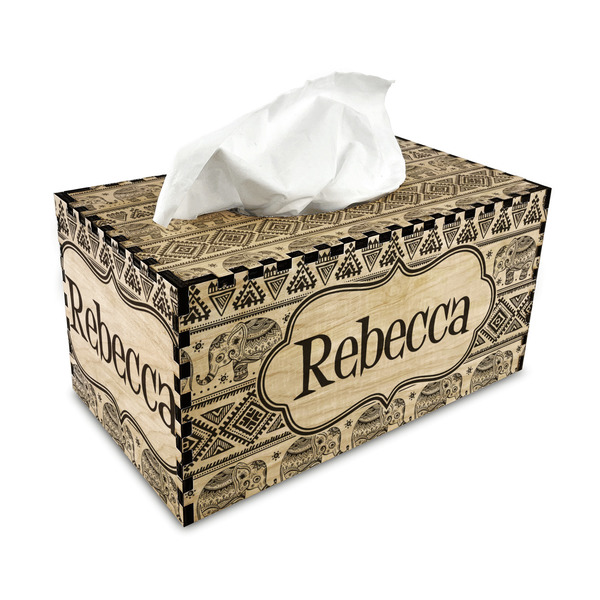 Baby Elephant Rectangle Tissue Box Covers - Wood - with tissue