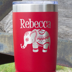 Baby Elephant 20 oz Stainless Steel Tumbler - Red - Single Sided (Personalized)
