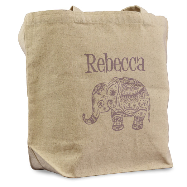 Custom Baby Elephant Reusable Cotton Grocery Bag - Single (Personalized)