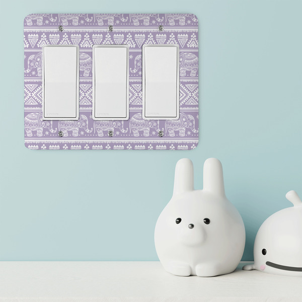 Baby Elephant Rocker Light Switch Covers - Triple - IN CONTEXT