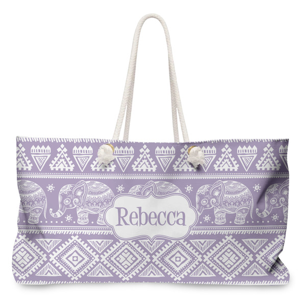 Custom Baby Elephant Large Tote Bag with Rope Handles (Personalized)