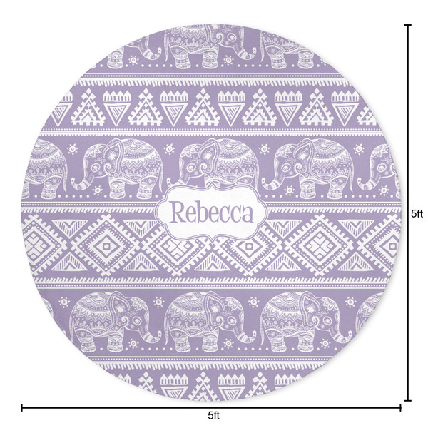 Baby Elephant Round Area Rug - Size