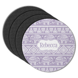 Baby Elephant Round Rubber Backed Coasters - Set of 4 (Personalized)