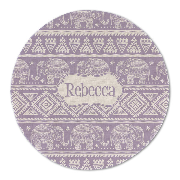 Custom Baby Elephant Round Linen Placemat - Single Sided (Personalized)