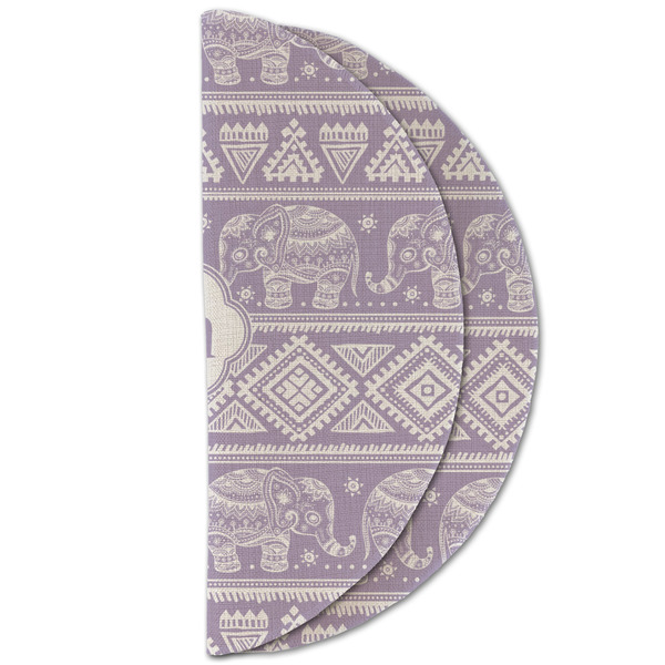 Baby Elephant Round Linen Placemats - HALF FOLDED (double sided)