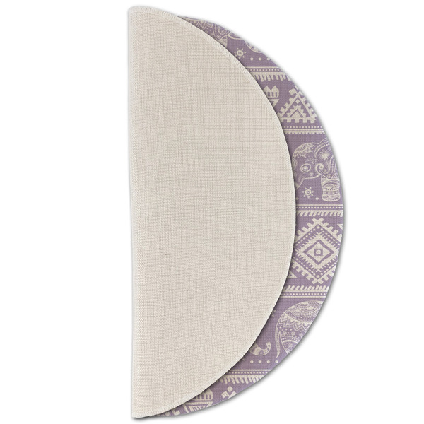 Baby Elephant Round Linen Placemats - HALF FOLDED (single sided)