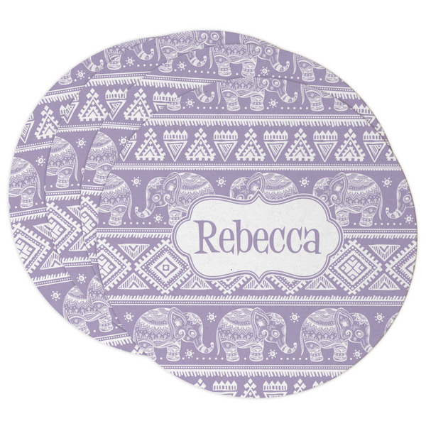Custom Baby Elephant Round Paper Coasters w/ Name or Text
