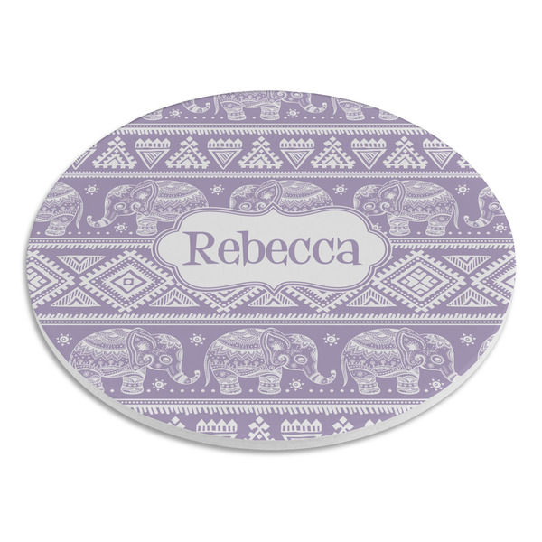 Baby Elephant Round Stone Trivet - Angle View