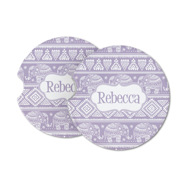 Custom Baby Elephant Sandstone Car Coasters (Personalized)
