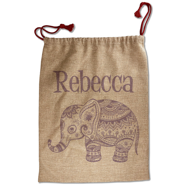Custom Baby Elephant Santa Sack - Front (Personalized)
