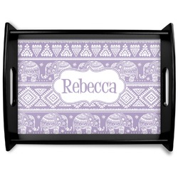 Baby Elephant Black Wooden Tray - Large (Personalized)