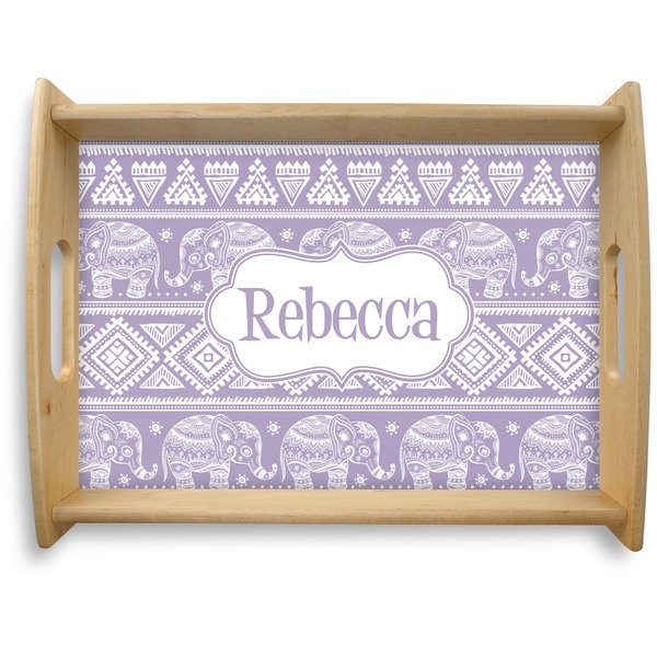 Custom Baby Elephant Natural Wooden Tray - Large (Personalized)