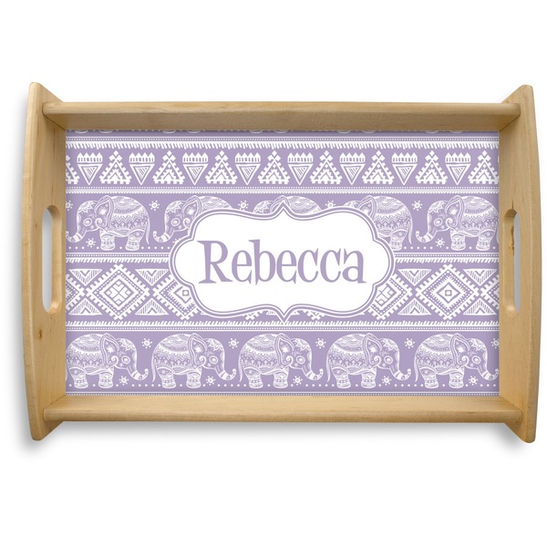Custom Baby Elephant Natural Wooden Tray - Small (Personalized)