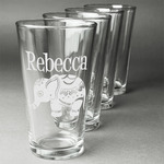 Baby Elephant Pint Glasses - Engraved (Set of 4) (Personalized)