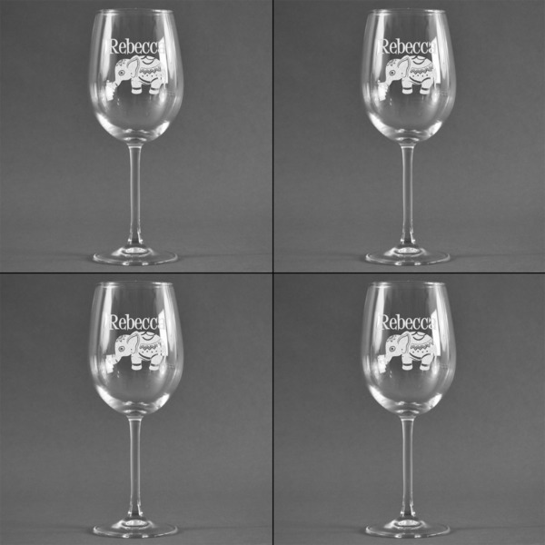 Baby Elephant Set of Four Personalized Wineglasses (Approval)