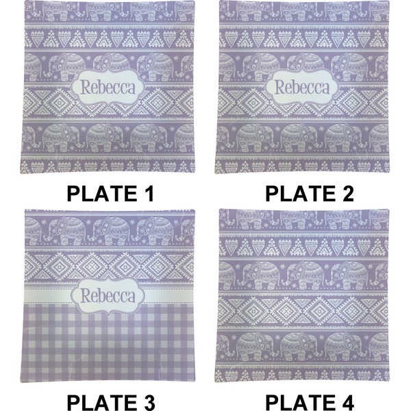 Baby Elephant Set of Square Dinner Plates (Approval)