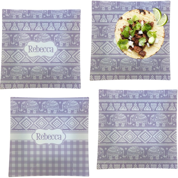Baby Elephant Set of Square Dinner Plates