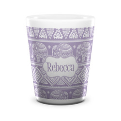 Baby Elephant Ceramic Shot Glass - 1.5 oz - White - Set of 4 (Personalized)