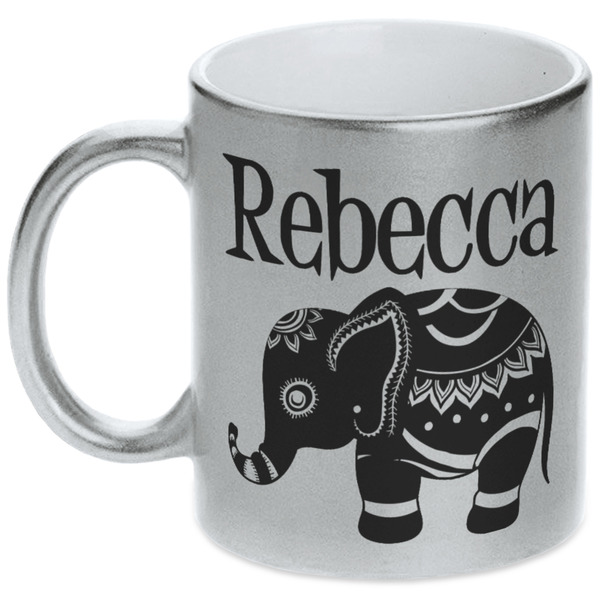 Custom Baby Elephant Metallic Silver Mug (Personalized)