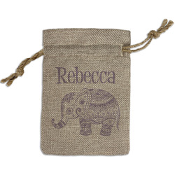 Baby Elephant Small Burlap Gift Bag - Front (Personalized)