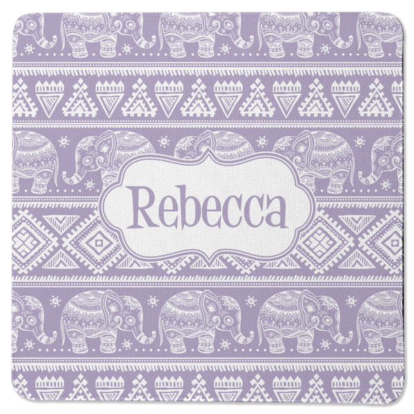 Custom Baby Elephant Square Rubber Backed Coaster (Personalized)