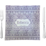 Baby Elephant 9.5" Glass Square Lunch / Dinner Plate- Single or Set of 4 (Personalized)